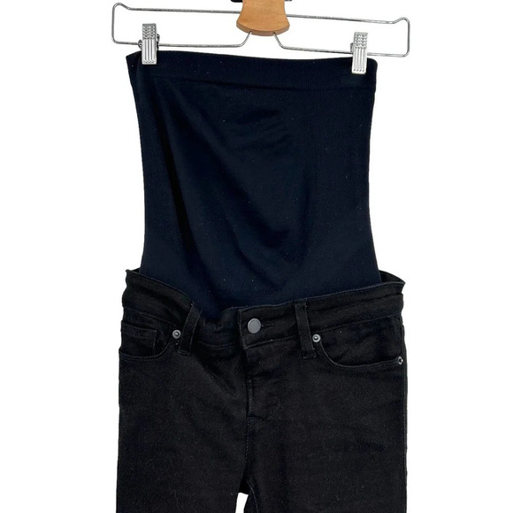 Blanqi Denim‎ Maternity Belly Support Skinny Jeans Black Knee Slit Wash Size 2 - Picture 3 of 9